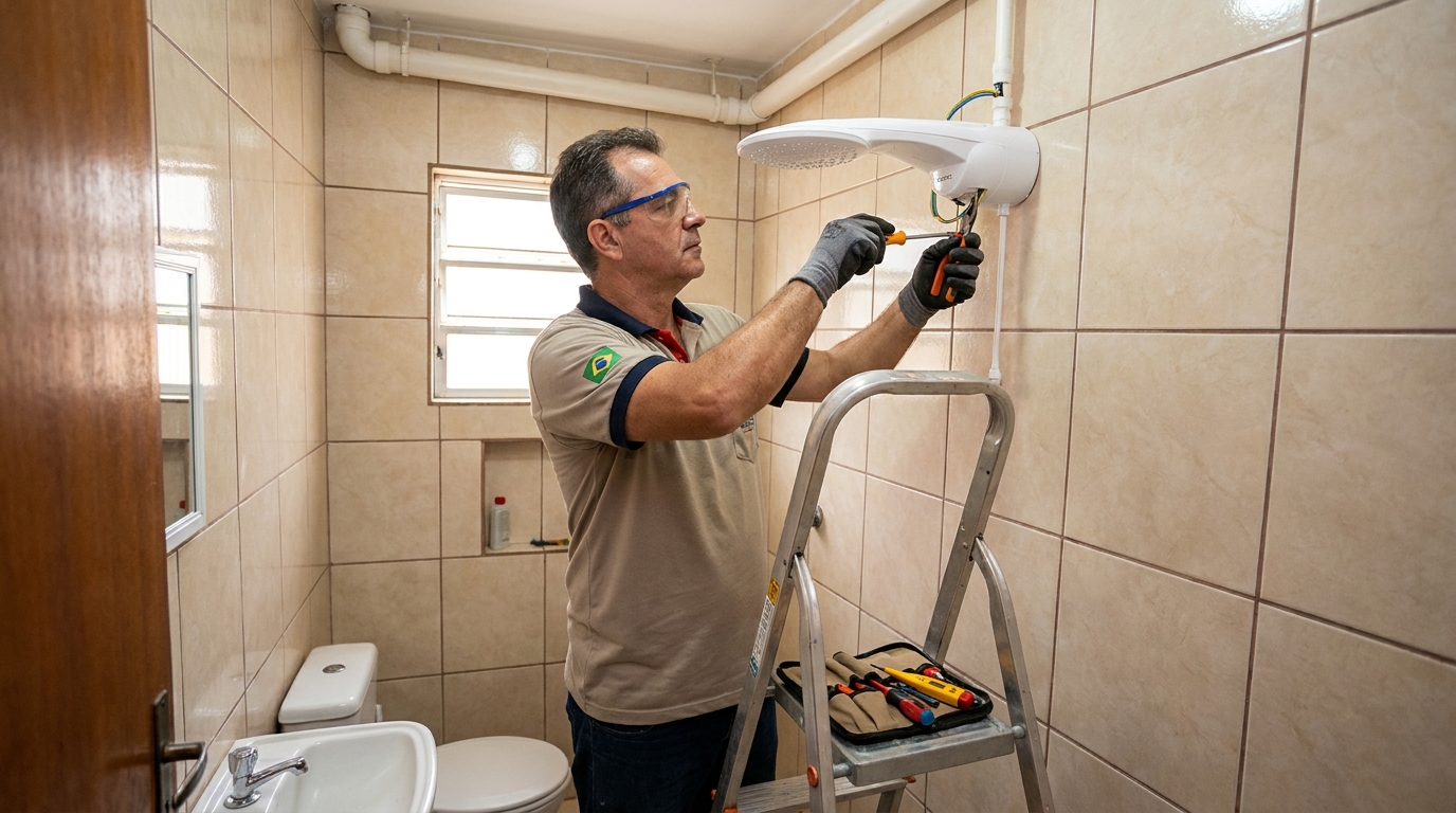 Instalação de chuveiro no banheiro em Rio Branco‑AC